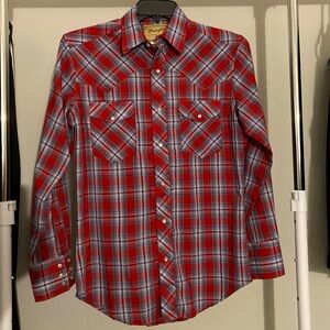 NWOT Wrangler Western Wear Red Plaid Long sleeve shirt